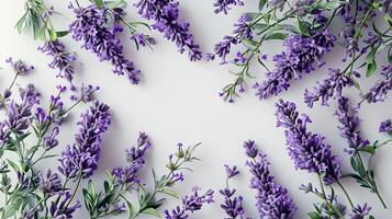 ai generado mesa lavanda composición para antecedentes foto