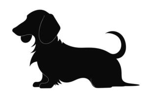 A Dachshund Dog black Silhouette vector isolated on a white background