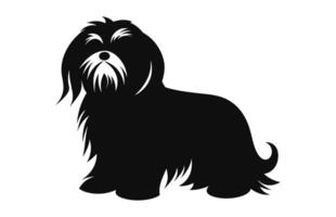 shih tzu perro vector negro silueta aislado en un blanco antecedentes