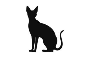 Peterbald Cat Silhouette black vector isolated on a white background