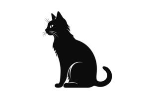 Cat Silhouette black Vector isolated on a white background