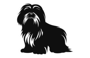 shih tzu perro vector negro silueta aislado en un blanco antecedentes