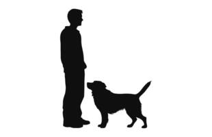 perro entrenador negro silueta vector aislado en un blanco antecedentes