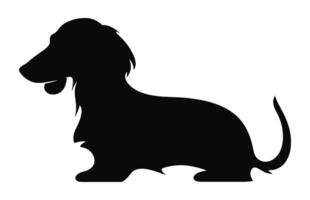 A Dachshund Dog black Silhouette vector isolated on a white background