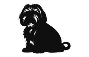shih tzu perro vector negro silueta aislado en un blanco antecedentes
