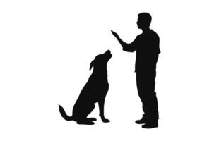 Dog Trainer black Silhouette vector isolated on a white background