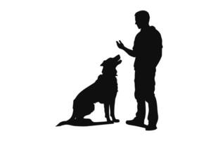 Dog Trainer black Silhouette vector isolated on a white background