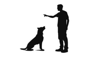 Dog Trainer black Silhouette black vector isolated on a white background