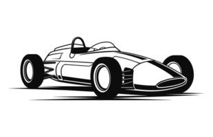 A racing car vector silhouette outline isolated on a white background