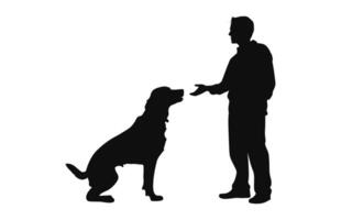 Dog Trainer black Silhouette vector isolated on a white background