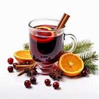 AI generated AI Generated delicious Christmas mulled wine drink with citrus, cinnamon, spices. photo