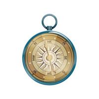 Ancient pirate compass, isolated navigation item vector