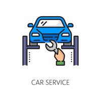 Car service line icon, dealership auto mechanics vector