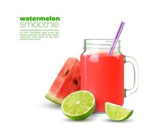 Watermelon and lime smoothie or juice banner vector