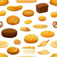 Cartoon bread and bakery seamless pattern vector