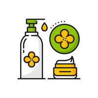 Rapeseed, canola oil cosmetics vector linear icon