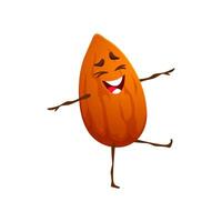 Cartoon almond nut keto diet food character, snack vector