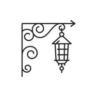 Vintage street lamp or candle chandelier line icon vector