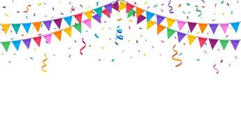 Birthday party garland and confetti background vector