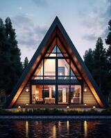 AI generated A modern residential suburban A-frame building photo