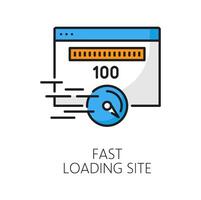 Fast loading site, content delivery network icon vector