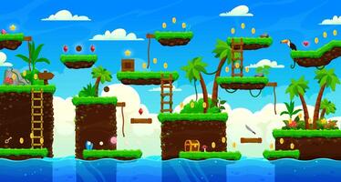 Arcade tropical island game level map interface vector