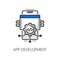 Mobile application coding, software develop icon vector