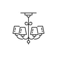 Chandelier lamp or ceiling light fixture line icon vector