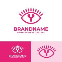 letra y ojo logo, adecuado para negocio relacionado a visión, espiar, óptico, o ojo con inicial y vector
