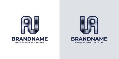 Letters AU and UA Dot Monogram Logo, Suitable for business with AU or UA initials vector