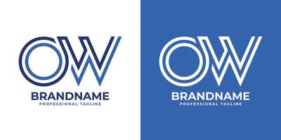 Letters OW Line Monogram Logo, suitable for business with OW or WO initials vector