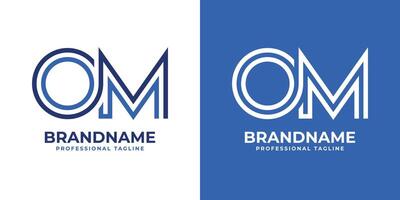 Letters OM Line Monogram Logo, suitable for business with OM or MO initials vector