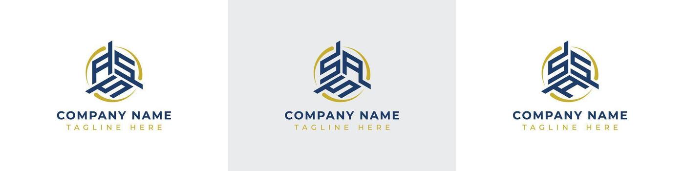 Letters ASS, SAS, SSA Monogram Logo Set, suitable for any business with ASS, SAS, SSA initials vector