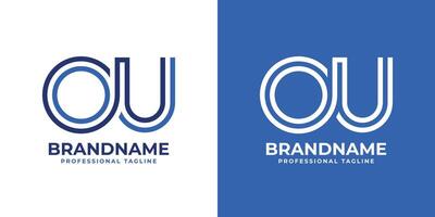 Letters OU Line Monogram Logo, suitable for business with OU or UO initials vector