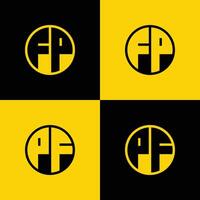 Simple FP and PF Letters Circle Logo Set, suitable for business with FP and PF initials vector