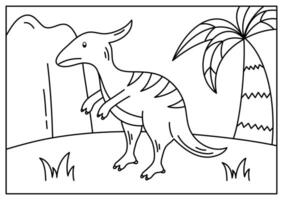 hand drawn printable dinosaur coloring page activity for kid vector