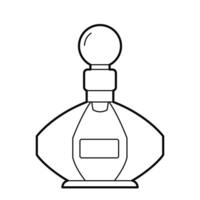 Bottle of perfume on white background. Black-and-white outline Illustration, design elements. vector