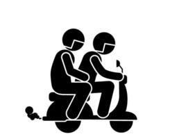 Couple on scooter icon. Simple illustration of couple on scooter vector icon for web