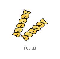Italian cuisine food icon, homemade fusilli pasta vector
