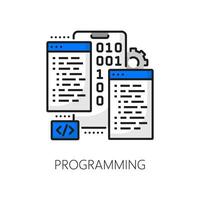 Mobile app development and programming line icon vector