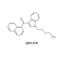JWH-018 drug molecule formula, chemical structure vector