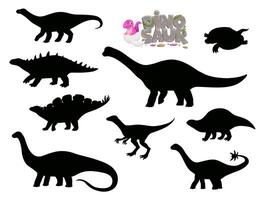 Cartoon dinosaur funny characters silhouettes vector