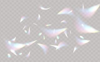 A set of colourful vector lens, crystal rainbow  light  and  flare transparent effects.Overlay for backgrounds.