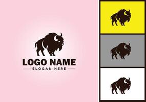 bisonte logo vector Arte icono gráficos para negocio marca icono bisonte logo modelo