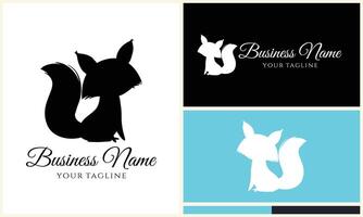 silhouette fox vector logo template