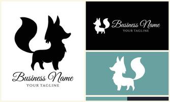 silhouette fox vector logo template