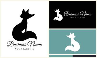 silhouette fox vector logo template