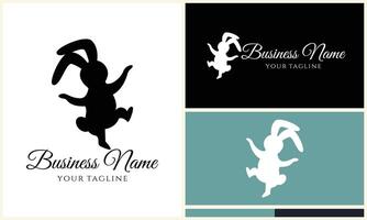 silhouette vector rabbit logo template