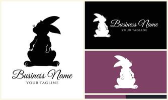 silhouette vector rabbit logo template
