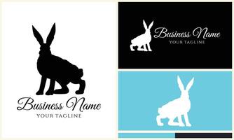 silhouette vector rabbit logo template